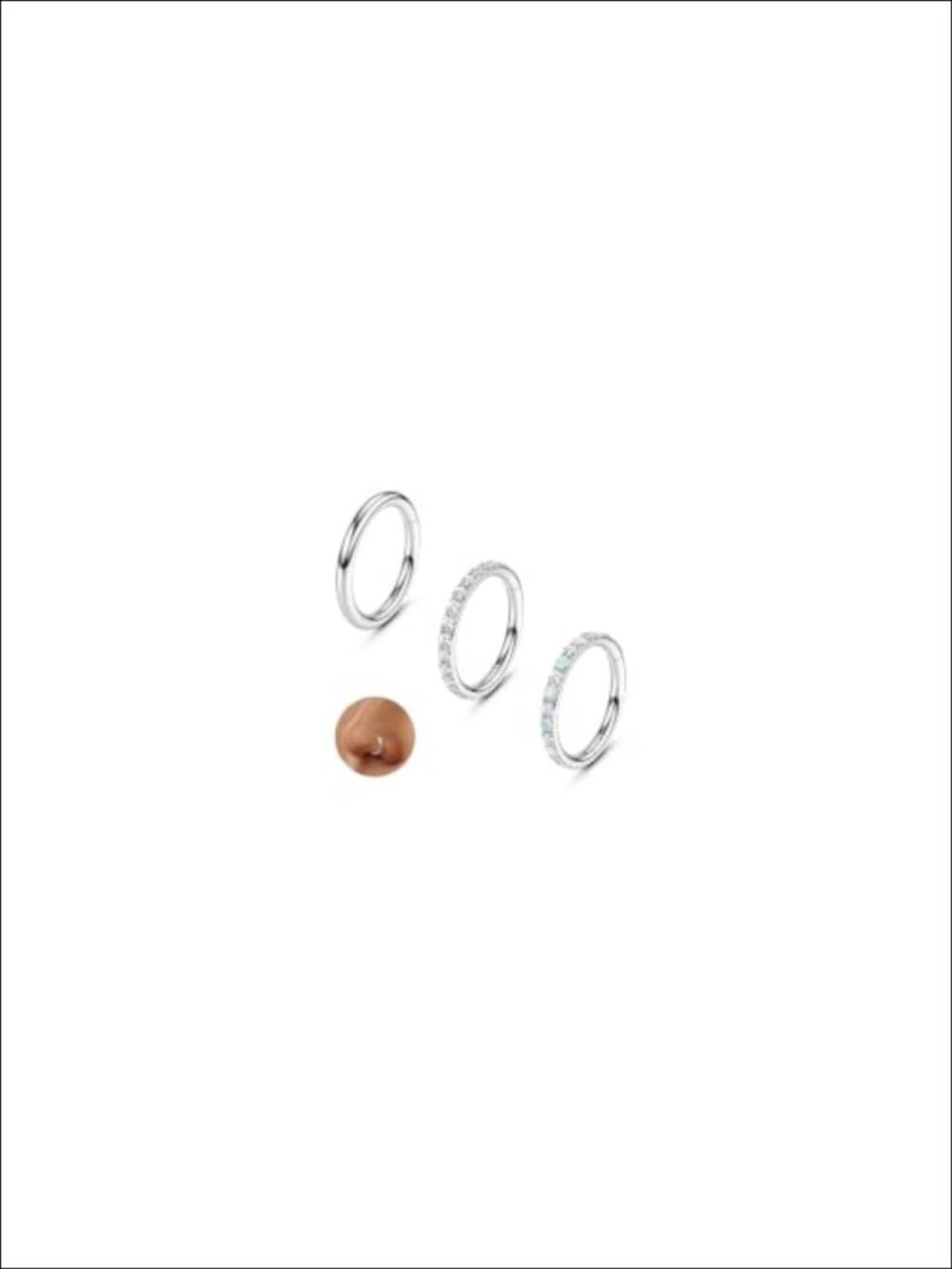 16G 18G 20G Surgical Steel Hinged Opal CZ Hoop Nose Rings Set